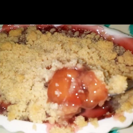 How to make the best individual Cherry Crumbles with a Buttery Topping!