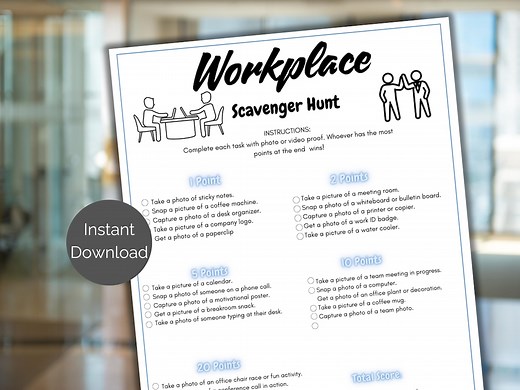 Workplace Scavenger Hunt, Printable Office Photo Scavenger Hunt, Team Building Games, Work Scavenger Hunt, Coworker Game, Office Party Game - Etsy