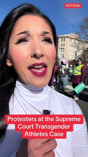 Protest at the Supreme Court on the transgender athlete case.
