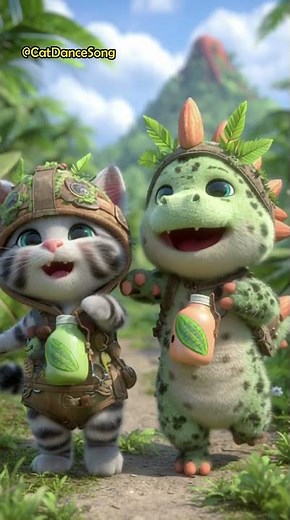 Dino Park Dance – Kitten & Baby Dino Fun #dinocat #explorercat #CatDanceSong