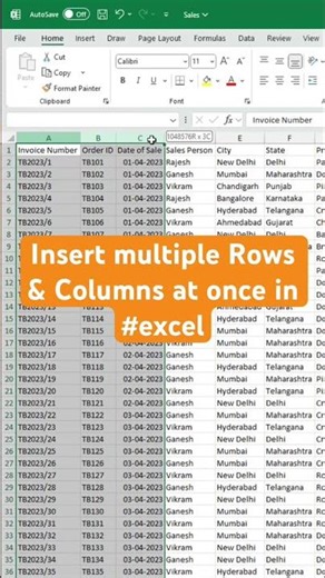 Insert multiple Rows & Columns at once in #excel #exceltips #exceltricks