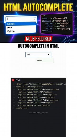 How to Make HTML Autocomplete Dropdown using Datalist (No JS!) 🚀