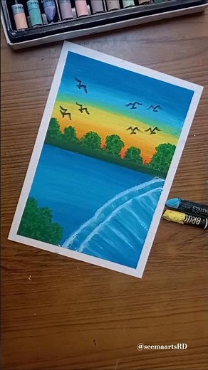 😍 Easy Scenery Drawing | Dreamy Landscape Art | Oil Pastel Art Tutorial