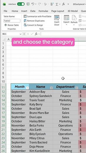 How to filter data in Excel using a Slicer! #excel #spreadsheets #datamanagement