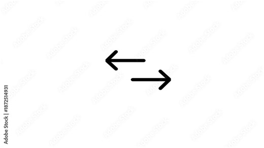 Data Exchange line animation. Data exchange icon with horizontal arrows representing transactions, information transfer, synchronization, and bidirectional communication between digital devices.