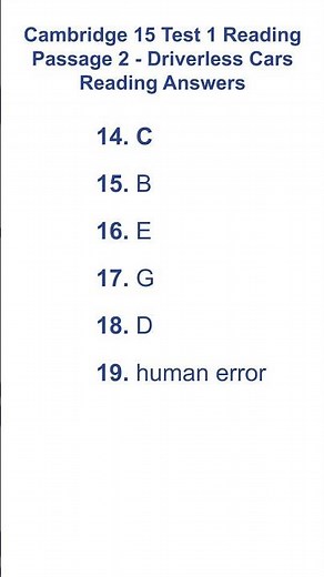 Cambridge 15 Test 1 Reading Passage 2 - Driverless Cars Reading Answers 22.11.2025