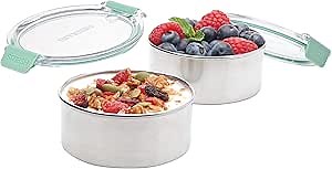 Smash Microwave Safe Stainless Steel Snack Pots Sage,200 ml/ 6.7oz (Pack of 2)