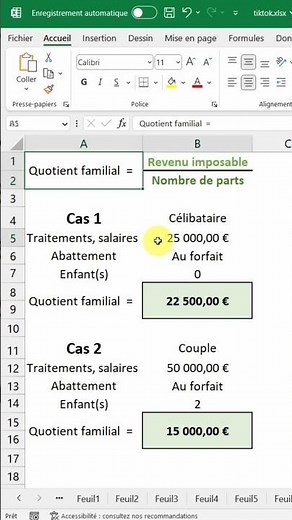 Calculer le quotient familial #excel #impots#declaration2023 #impots