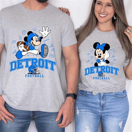 Detroit Football Family Sweatshirts: Mickey & Minnie Game Day Pullovers - Etsy