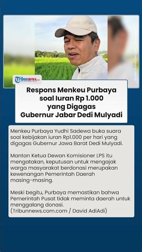 Menkeu Purbaya Tanggapi Iuran Rp 1.000 yang Digagas Gubernur Jabar Dedi Mulyadi: Terserah Pemdanya