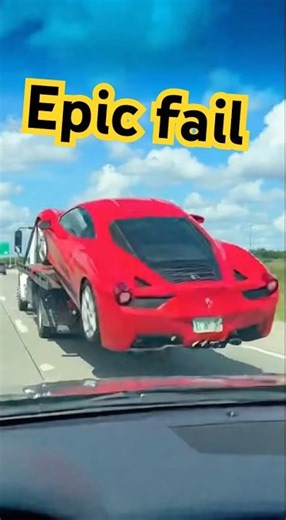 Ferrari falls off the back of flatbed #Ferrari #fail totaled #Flatbed
