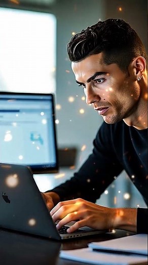 Cristiano Ronaldo 🔥💻 Hot vibes with style and focus! 👑⚽