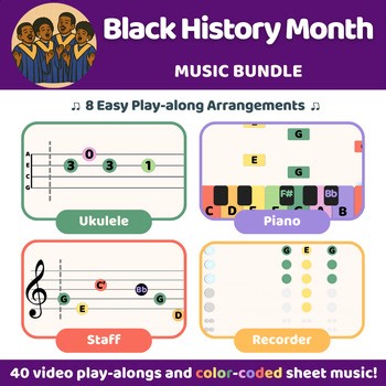 Black History Month. Bundle for Classroom – 9 Easy Songs & 45 Video Play-Alongs