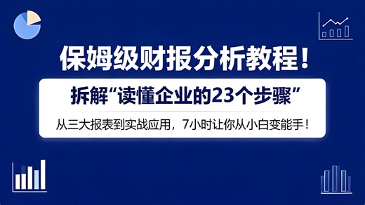 【B站爆火】保姆级财务报表分析教程！拆解“读懂企业的23个步骤”，从三大报表到实战应用，7小时让你从小白变能手！