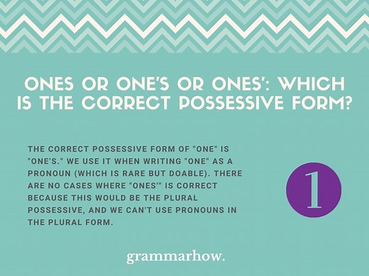 Ones or One's or Ones'? (Correct Possessive Explained)