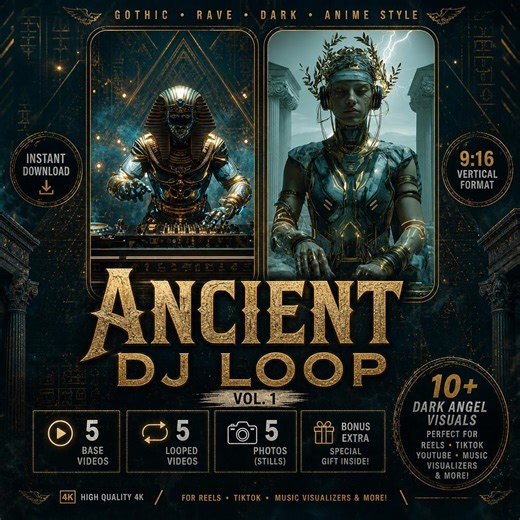 Ancient DJ Loops Vol. 1 | Futuristic Mythology DJ Video Backgrounds | Cyberpunk Rave Visuals for Reels, Tiktok & Music Visualizers - Etsy