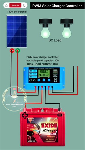 Solar Panel Charge Controller Wiring Connection #electrical #electrician