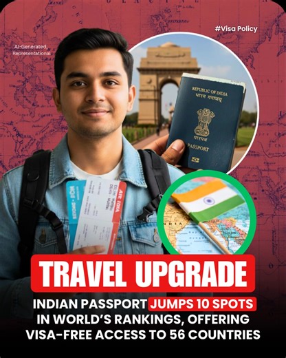 India’s passport has climbed 10 places to rank 75th in the latest Henley Passport Index, allowing Indian citizens visa-free or visa-on-arrival access to 56 countries. The improvement, recorded in 2025, signals stronger global mobility for Indian travellers after recent declines. 👉🏽 The index ranks passports by the number of destinations accessible without a prior visa. A Notable Rise in Global Mobility 👉🏽 According to the index, India improved from 85th last year, reflecting eased travel acc