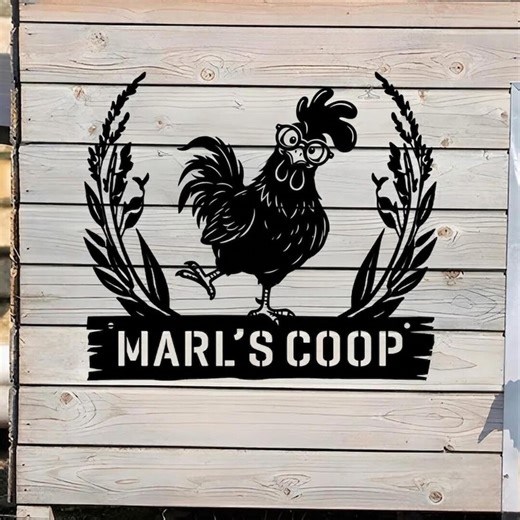 Personalized Chicken Coop Metal Sign, Custom Name Rooster Wall Art, Funny Chicken Decor, Farmhouse Outdoor Sign - Etsy