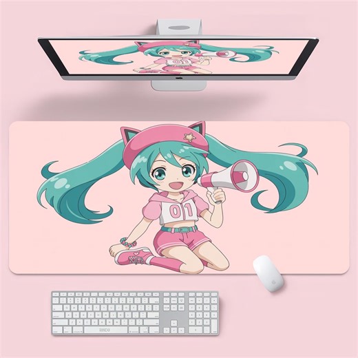 RGB Hatsune Miku Mouse Pad, Kawaii Anime Vocaloid Desk Mat, XXL LED Gaming Desk Mat, Cute Pink Japanese Desk Decor, Gift for Otaku - Etsy UK