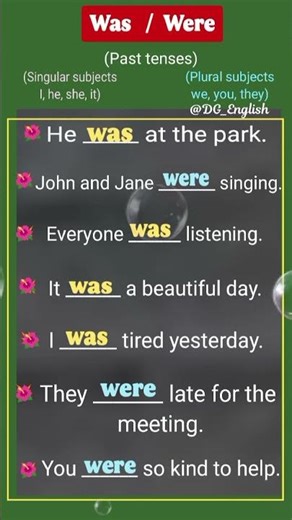 Was Or Were 👩🏻‍🏫 Master Past Tense | English Grammar Rules #goviral