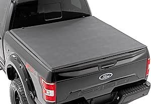 Rough Country Soft Tri-Fold Truck Bed Tonneau Cover for Ford F-150 (2009-2014) - Fits 5'7" (67.0") Bed, Weather-Resistant Bed Cover