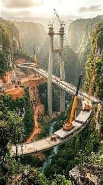 The process of building the highest bridge in the world spanning a deep abyss #timelapse