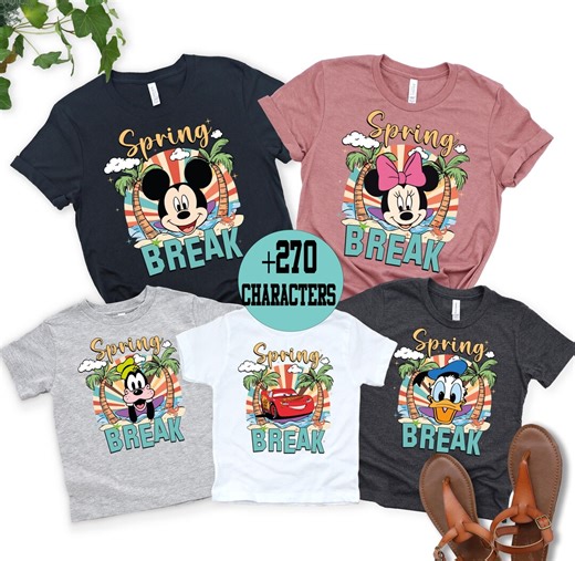 Disney Spring Break Family Trip Shirts, Disney Characters Shirt, Disney World Shirts, Disneyland Shirt, Disney Trip Shirt,disney Family Tees - Etsy