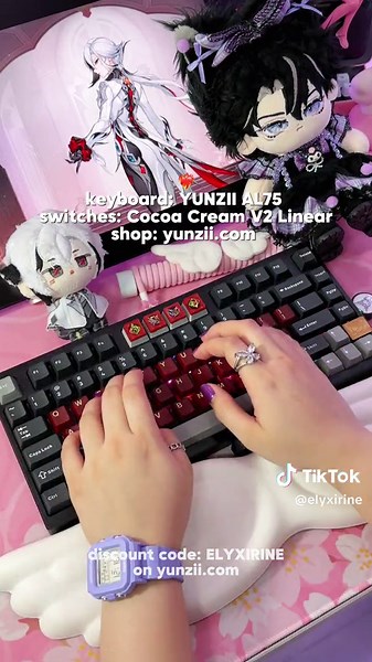 Arlecchino Themed Keyboard ft. YUNZII AL75: Marbly Sound Profile with Gray and Blue Keycaps