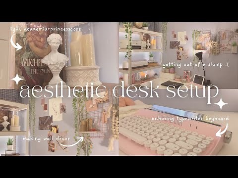 aesthetic desk setup - light academia, regencycore, pink pinterest inspired office makeover