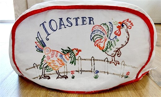 Vintage Embroidered Toaster Cover Featuring Chickens - Etsy