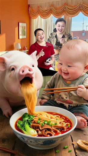 baby playing with cute pig 😂 아기가 직접 아기 돼지한테 밥 주고 꺄르르🤣💖💜