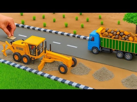 Mini Truck & Grader Making Concrete Road | DIY Road Construction Project