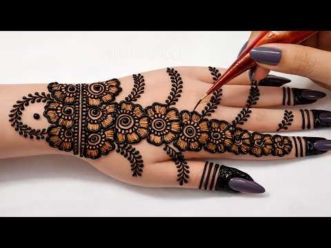 Easy mehndi designs for beginners step by step | full hand mehndi design | Anisha mehndi magic