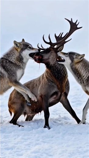 Wolves Pinned a Caribou in Arctic Snow — Watch What Happens Next 🩸🐺
