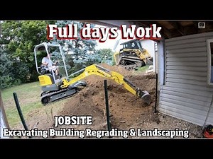 Full day of work excavating & Landscaping a backyard with new retaining walls 4k Timelapse