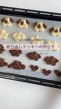 【簡単】１つの生地から3種類作る絞り出しクッキー✨粉を変えるだけで簡単に３種類作れます🧑‍🍳💕チョコペンで可愛くデコレーション #お菓子 #お菓子作り #クッキー #クッキー #絞り出しクッキー