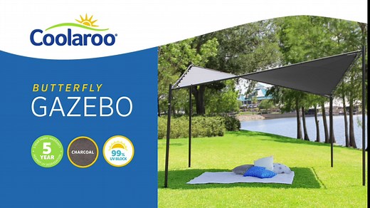 Coolaroo 99% UV Block Modern Butterfly Gazebo for Backyard, Patio and Garden with Lightweight Aluminum Frame, 13'1" X 13'1", Charcoal
