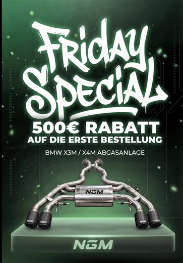 🚨 FREITAG SPECIAL: 500€ RABATT FÜR X3M / X4M! 🚨 Power-SUV mit ordentlichem Sound-Upgrade? Heute vergeben wir 500€ Rabatt auf die erste Bestellung einer X3M oder X4M Abgasanlage! 💨🔥 So sicherst du dir den Deal: 👉 Code hier im Video finden. 👉 X3M / X4M Anlage im Shop auswählen. 👉 Code im Checkout eingeben – der Schnellste gewinnt! ⚠️ WICHTIG: First Come, First Served! Der Code ist systemseitig auf genau eine Einlösung begrenzt. 🎥 NGM Content: Mit Einlösung des Codes stimmst du zu, dass wir