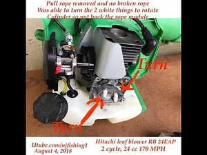 Unstuck a stuck pull rope of a 2 cycle leaf blower - Part 3 of 3 (Hitachi model BR 24 EAP)