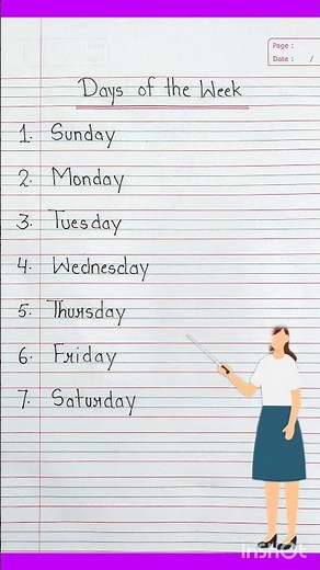 Days Name in English/ Days of the week/Sunday, Monday, Tuesday/7 days of the week /name of the days