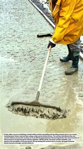 Manual Cement Slurry Finishing on Paver Block Road Surface | Construction Education.