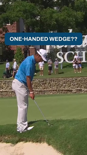 Hideki Matsuyama one-handed wedge trick shot