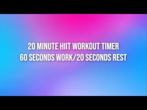20 Minute HIIT Workout Timer | 60 seconds work/20 seconds rest | 15 Rounds | No Music