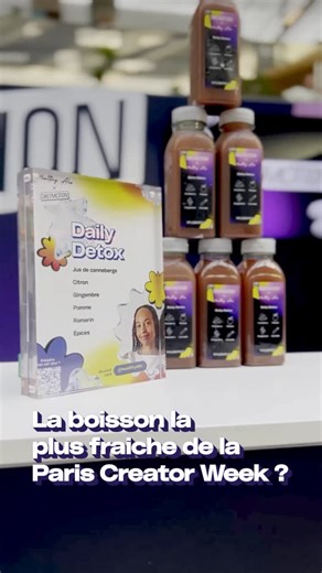 Dailymotion on Instagram: "C’est ici que tout se passe ‼️ Venez déguster notre Daily Detox, une boisson faite maison imaginée par @healthyalie dispo sur notre stand à la @pariscreatorweek Un délicieux mélange frais de pomme, cranberry, accompagné d’un soupçon de cannelle et une légère dose de gingembre pour relever le tout. Dailycieuse 🤏 #pariscreatorweek #dailymotion #healthyalie"