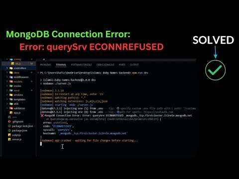 MongoDB Connection Error: Error: querySrv ECONNREFUSED || Why MongoDB Not Connecting in Node.js?