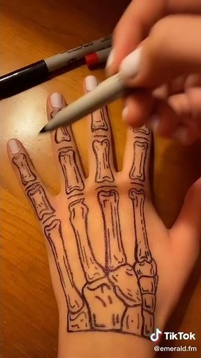 How to draw a skeleton bones on your hand