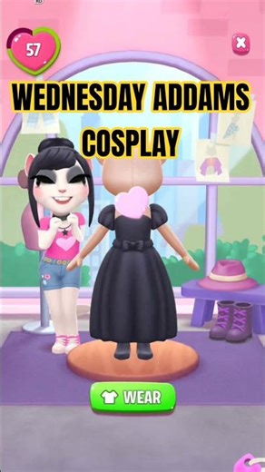 WEDNESDAY ADDAMS COSPLAY MY TALKING ANGELA 2 #shorts #mytalkingangela2 #cosplay #wednesday