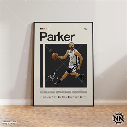 Tony Parker Poster, San Antonio Spurs Poster, NBA Poster, Sports Poster, Mid Century, NBA Fans, Basketball Gift, Sports Bedroom Posters - Etsy