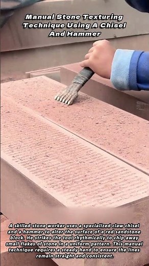 Manual Stone Texturing Technique Using A Chisel And Hammer